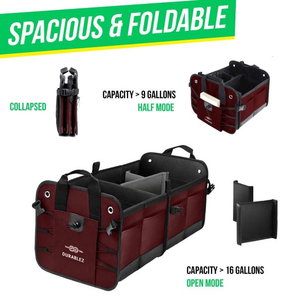 Trunk Organizer with Covering Net Attachable Non Slip Pads and Stainless Hooks Cherrysh - Image 4
