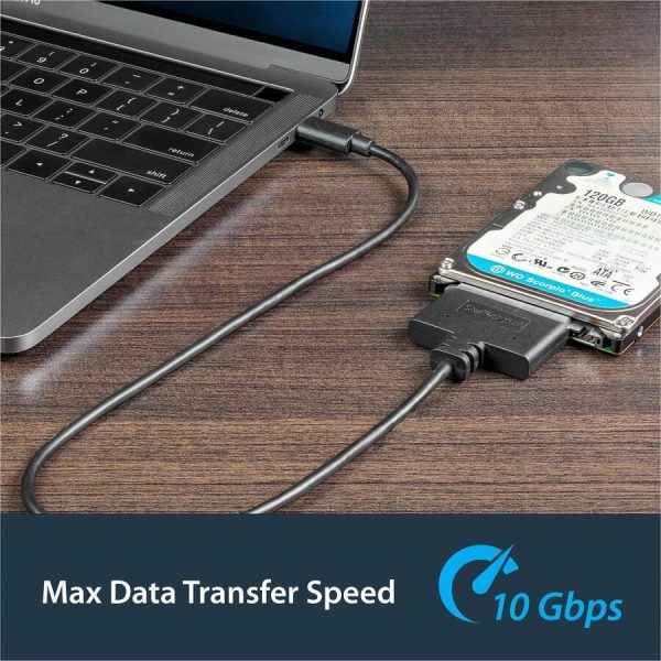 StarTech.com USB C To SATA Adapter - for 2.5" SATA Drives - UASP - External Hard Drive Cable - USB Type C to SATA Adapter - Image 4