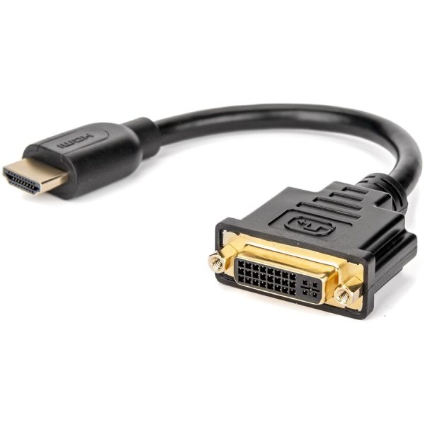 Rocstor Premium 8in HDMI to DVI-D Video Adapter F/M- HDMI Female to DVI Male for Computers, Monitors, Notebook, Video Device - 8" - 1 Retail Pack - 1 x HDMI Female - 1 x DVI-D (24+1) Male - Gold Platted - Shielding - Black CABLE HDMI FEMALE TO DVI-D MALE ADAPTER - Image 5