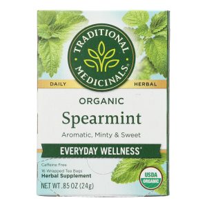 Traditional Medicinals Organic Spearmint Herbal Tea - 16 Tea Bags - Case of 6