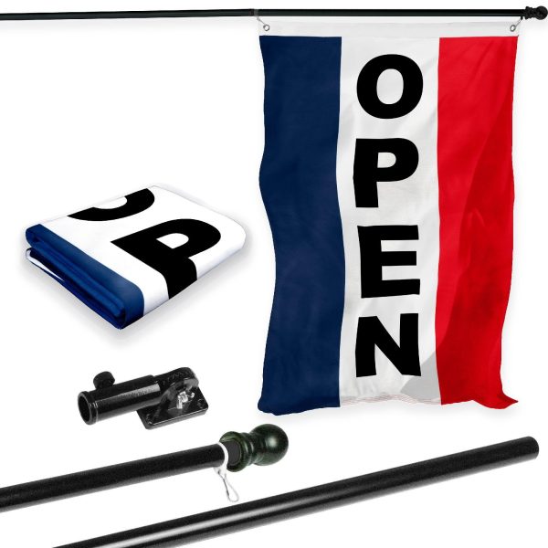 G128 Combo Pack: 6 Feet Tangle Free Spinning Flagpole (Black) Open Vertial Flag 3x5 ft Printed 150D Brass Grommets (Flag Included) Aluminum Flag Pole