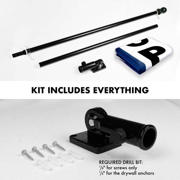 G128 Combo Pack: 6 Feet Tangle Free Spinning Flagpole (Black) Open Vertial Flag 3x5 ft Printed 150D Brass Grommets (Flag Included) Aluminum Flag Pole - Image 2