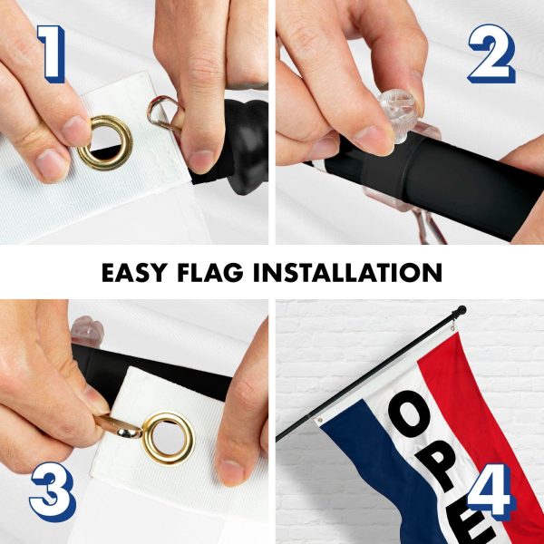 G128 Combo Pack: 6 Feet Tangle Free Spinning Flagpole (Black) Open Vertial Flag 3x5 ft Printed 150D Brass Grommets (Flag Included) Aluminum Flag Pole - Image 7