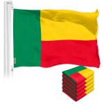 G128 5 Pack: Benin Beninese Flag | 3x5 Ft | LiteWeave Pro Series Printed 150D Polyester | Country Flag, Indoor/Outdoor, Vibrant Colors, Brass Grommets, Thicker and More Durable Than 100D 75D Poly