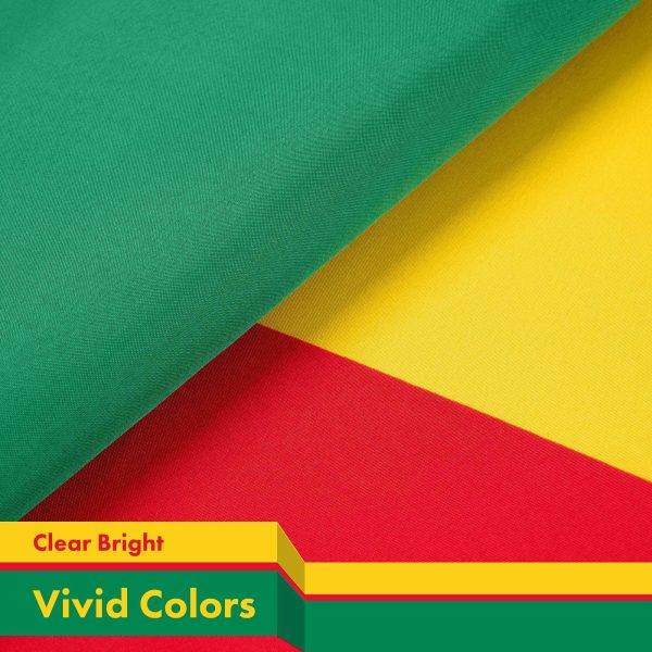 G128 5 Pack: Benin Beninese Flag | 3x5 Ft | LiteWeave Pro Series Printed 150D Polyester | Country Flag, Indoor/Outdoor, Vibrant Colors, Brass Grommets, Thicker and More Durable Than 100D 75D Poly - Image 3