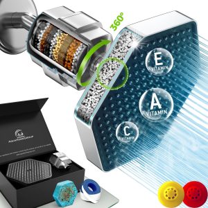 Luxury Filtered Shower Head Set   20 Stage Shower Filter for Hard Water for Chlorine Fluoride Heavy Metals   Water Filter Shower Head with Vitamin C E A for Hair Patent Pending