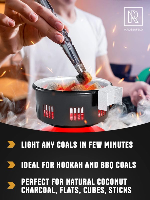 Red Multipurpose Electric Charcoal Starter   Electric Charcoal Burner ETL Approved Electric Stove   Coconut Charcoal Lighters with Tongs   450W Hot Plate Electric   304 Stainless Steel Coiled Burner - Image 7