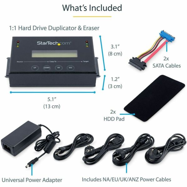 StarTech.com 1:1 Standalone Hard Drive Duplicator & Eraser, SATA HDD / SSD Disk Cloner / Copier / Wiper / Sanitizer, TAA Compliant - Image 4