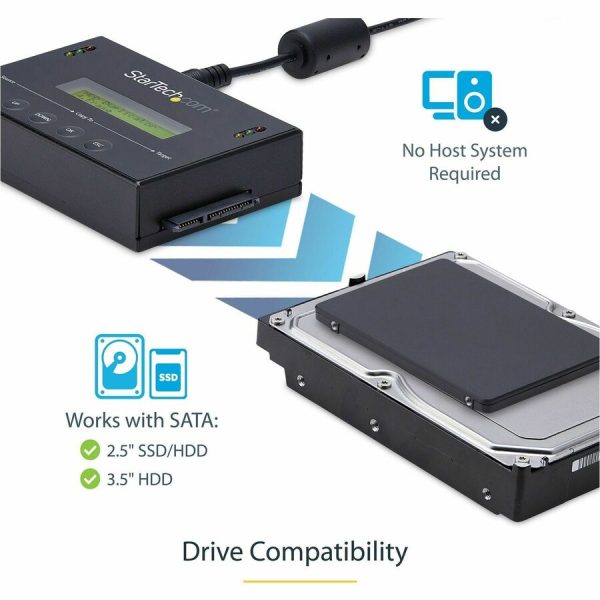 StarTech.com 1:1 Standalone Hard Drive Duplicator & Eraser, SATA HDD / SSD Disk Cloner / Copier / Wiper / Sanitizer, TAA Compliant - Image 7