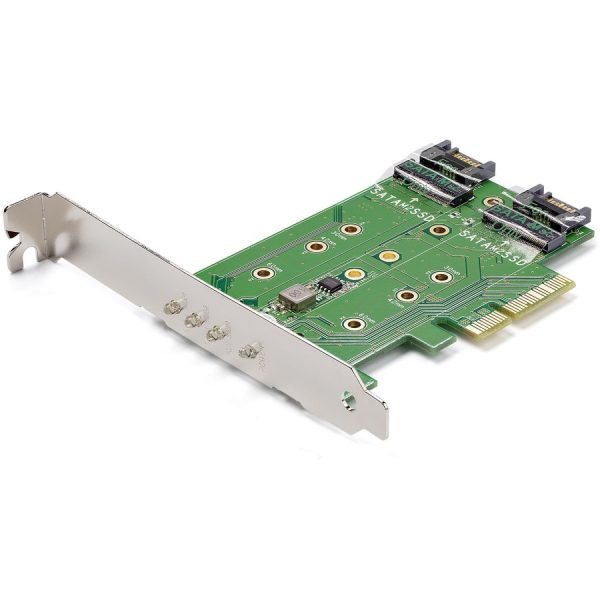 StarTech.com M.2 Adapter â€" 3 Port â€" 1 x PCIe (NVMe) M.2 â€" 2 x SATA III M.2 â€" SSD PCIE M.2 Adapter â€" M2 SSD â€" PCI Express SSD