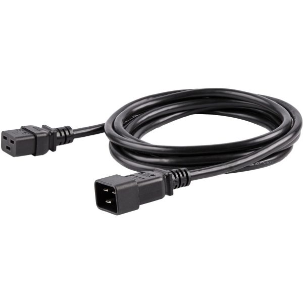 StarTech.com 10ft (3m) Heavy Duty Extension Cord, IEC C19 to IEC C20 Black Extension Cord, 15A 250V, 14AWG, Heavy Gauge Power Cable - Image 2