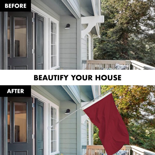 G128 Combo Pack: 5 Ft Tangle Free Aluminum Spinning Flagpole (Silver) & Solid Burgundy Color Flag 2x3 Ft, LiteWeave Pro Series Printed 150D Polyester | Pole with Flag Included - Image 3