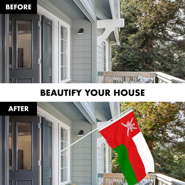 G128 Combo Pack: 6 Ft Tangle Free Spinning Flagpole (White) & Oman Flag 3x5 Ft Printed 150D Polyester, Brass Grommets (Flag Included) Aluminum Flag Pole - Image 3