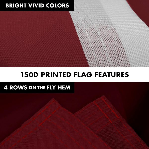 G128 Combo Pack: 5 Ft Tangle Free Aluminum Spinning Flagpole (Silver) & Solid Burgundy Color Flag 2x3 Ft, LiteWeave Pro Series Printed 150D Polyester | Pole with Flag Included - Image 5