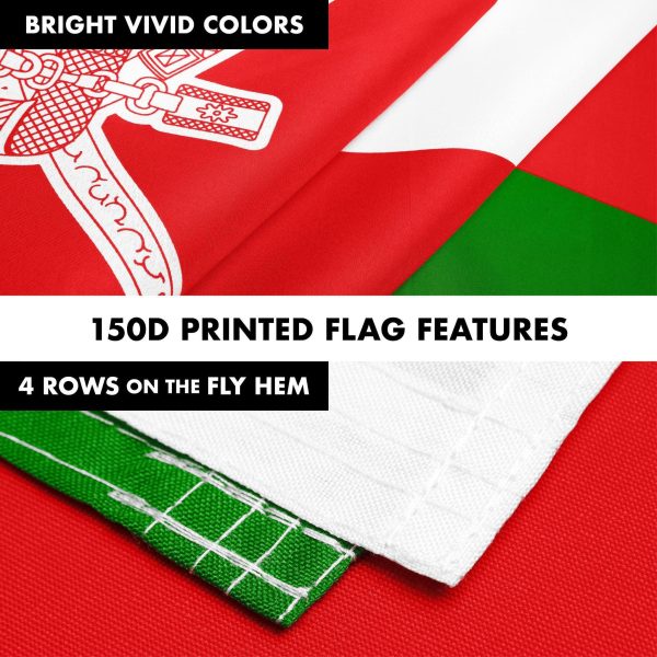 G128 Combo Pack: 6 Ft Tangle Free Spinning Flagpole (White) & Oman Flag 3x5 Ft Printed 150D Polyester, Brass Grommets (Flag Included) Aluminum Flag Pole - Image 5