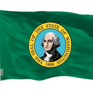 G128 Washington State Flag | 3x5 feet | Printed 150D, Indoor/Outdoor, Vibrant Colors, Brass Grommets, Quality Polyester, Much Thicker More Durable Than 100D 75D Polyester