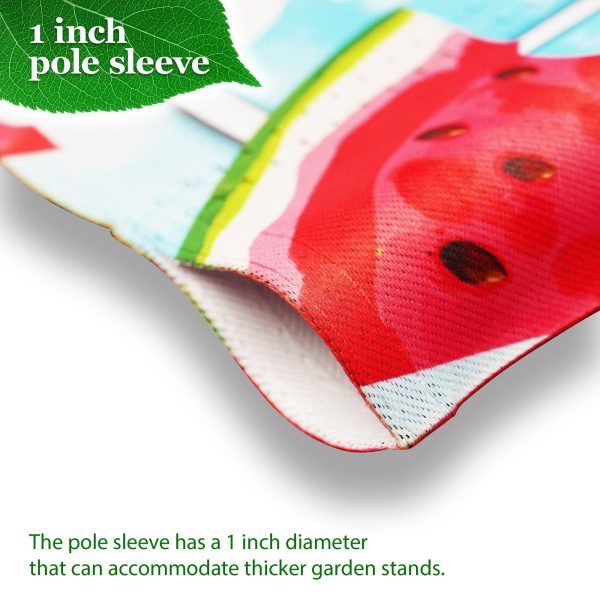 G128 Combo Pack: Garden Flag Stand Black 36 in x 16 in & Garden Flag Summer Decoration Watermelon Popsicle 12"x18" Double-Sided Blockout Fabric - Image 2