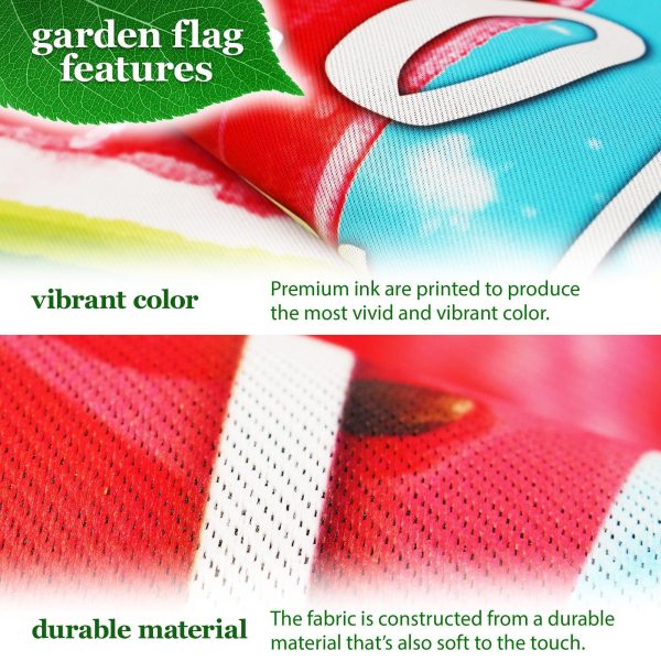 G128 Combo Pack: Garden Flag Stand Black 36 in x 16 in & Garden Flag Summer Decoration Watermelon Popsicle 12"x18" Double-Sided Blockout Fabric - Image 3