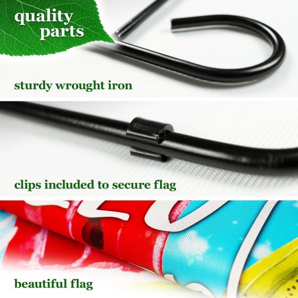 G128 Combo Pack: Garden Flag Stand Black 36 in x 16 in & Garden Flag Summer Decoration Watermelon Popsicle 12"x18" Double-Sided Blockout Fabric - Image 4