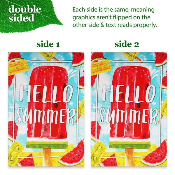 G128 Combo Pack: Garden Flag Stand Black 36 in x 16 in & Garden Flag Summer Decoration Watermelon Popsicle 12"x18" Double-Sided Blockout Fabric - Image 5