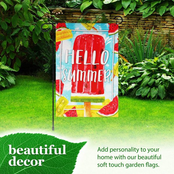 G128 Combo Pack: Garden Flag Stand Black 36 in x 16 in & Garden Flag Summer Decoration Watermelon Popsicle 12"x18" Double-Sided Blockout Fabric - Image 6