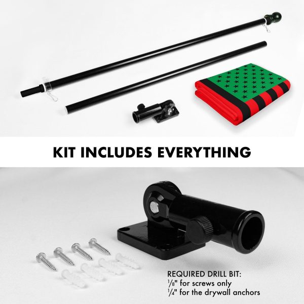 G128 Combo Pack: 6 Ft Tangle Free Aluminum Spinning Flagpole (Black) & Afro American Black Liberation BLM Flag 3x5 Ft, LiteWeave Pro Series Printed 150D Polyester | Pole with Flag Included - Image 2