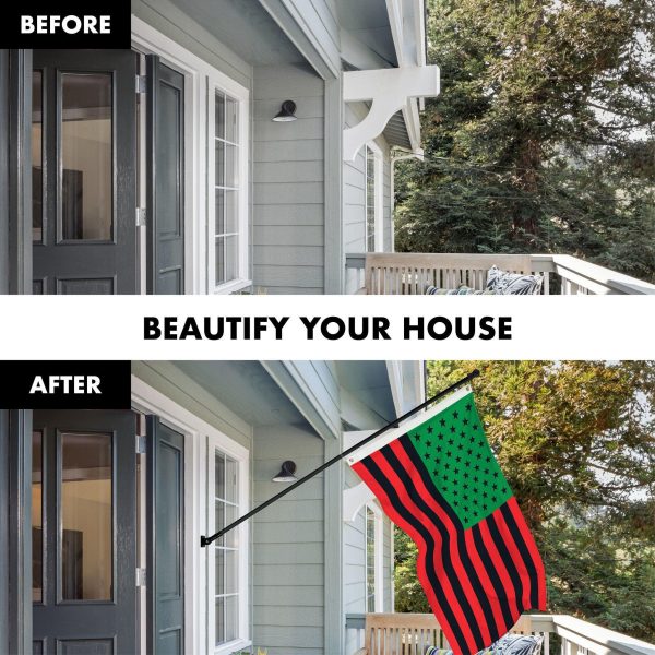 G128 Combo Pack: 6 Ft Tangle Free Aluminum Spinning Flagpole (Black) & Afro American Black Liberation BLM Flag 3x5 Ft, LiteWeave Pro Series Printed 150D Polyester | Pole with Flag Included - Image 3