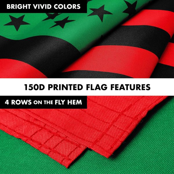 G128 Combo Pack: 6 Ft Tangle Free Aluminum Spinning Flagpole (Black) & Afro American Black Liberation BLM Flag 3x5 Ft, LiteWeave Pro Series Printed 150D Polyester | Pole with Flag Included - Image 5