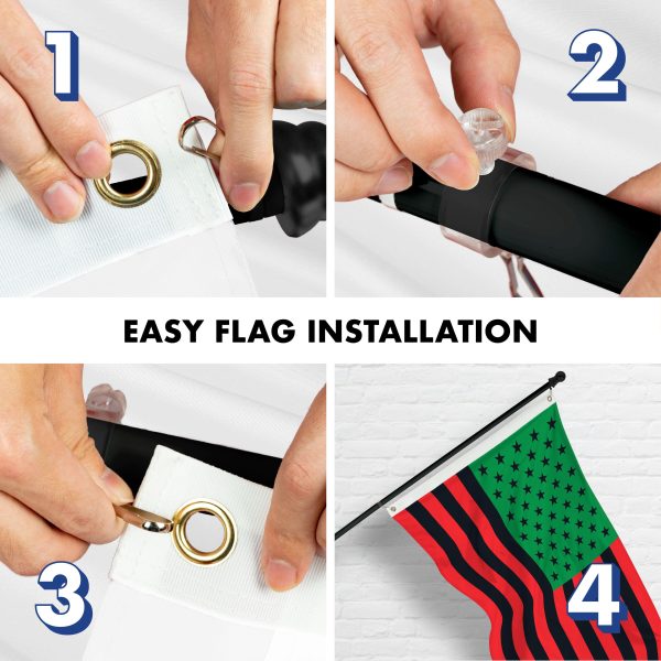 G128 Combo Pack: 6 Ft Tangle Free Aluminum Spinning Flagpole (Black) & Afro American Black Liberation BLM Flag 3x5 Ft, LiteWeave Pro Series Printed 150D Polyester | Pole with Flag Included - Image 7