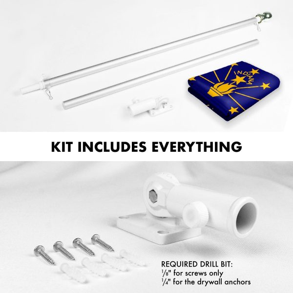 G128 Combo Pack: 6 Feet Tangle Free Spinning Flagpole (Silver) Indiana IN State Flag 3x5 ft Printed 150D Brass Grommets (Flag Included) Aluminum Flag Pole - Image 2