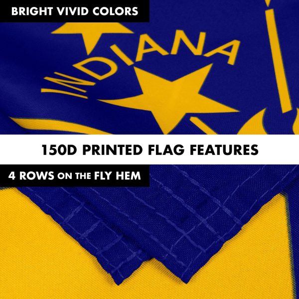 G128 Combo Pack: 6 Feet Tangle Free Spinning Flagpole (Silver) Indiana IN State Flag 3x5 ft Printed 150D Brass Grommets (Flag Included) Aluminum Flag Pole - Image 5