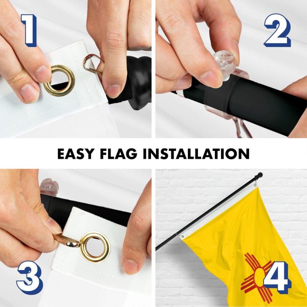 G128 Combo Pack: 5 Ft Tangle Free Spinning Flagpole (Black) & New Mexico Flag 2x3 Ft Embroidered 220GSM Spun Polyester, Brass Grommets (Flag Included) Aluminum Flag Pole - Image 7