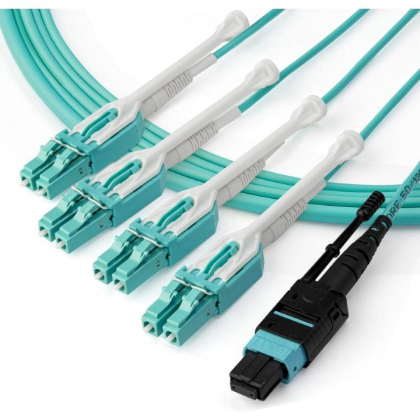 StarTech.com 3m (10ft) MTP(F)/PC to 4x LC/PC Duplex Breakout OM3 Multimode Fiber Optic Cable, 40G, Low Insertion Loss, Fiber Jumper Cord - Image 3