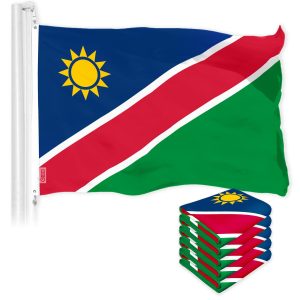 G128 5 Pack: Namibia Namibian Flag | 3x5 Ft | LiteWeave Pro Series Printed 150D Polyester | Country Flag, Indoor/Outdoor, Vibrant Colors, Brass Grommets, Thicker and More Durable Than 100D 75D Poly