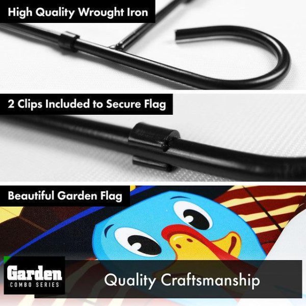 G128 Combo Pack: Garden Flag Stand Black 36x16 Inch & Garden Flag Pilgrim Turkey Yellow 12x18 Inch - Image 3