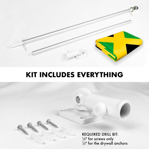 G128 Combo Pack: 6 Feet Tangle Free Spinning Flagpole (Silver) Jamaica Jamaican Flag 3x5 ft Printed 150D Brass Grommets (Flag Included) Aluminum Flag Pole - Image 2