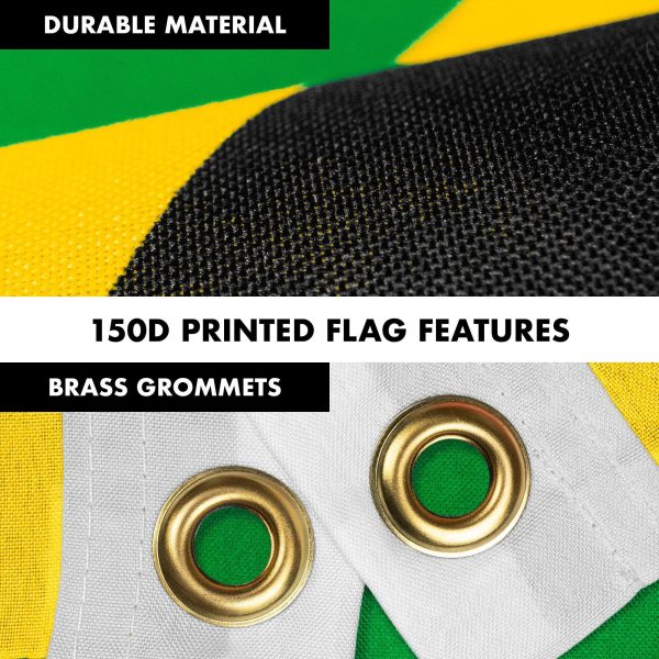 G128 Combo Pack: 6 Feet Tangle Free Spinning Flagpole (Silver) Jamaica Jamaican Flag 3x5 ft Printed 150D Brass Grommets (Flag Included) Aluminum Flag Pole - Image 4