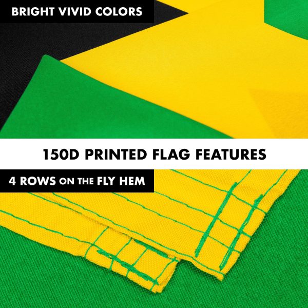 G128 Combo Pack: 6 Feet Tangle Free Spinning Flagpole (Silver) Jamaica Jamaican Flag 3x5 ft Printed 150D Brass Grommets (Flag Included) Aluminum Flag Pole - Image 5