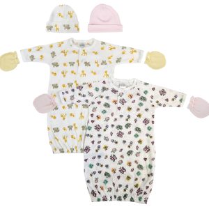 Newborn Baby Girls 6 Piece Gown Set Nc_0775
