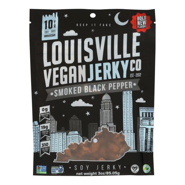 Louisville Vegan Jerky Jerky - Vegan - Black Pepper - Case of 10 - 3 oz - Image 2