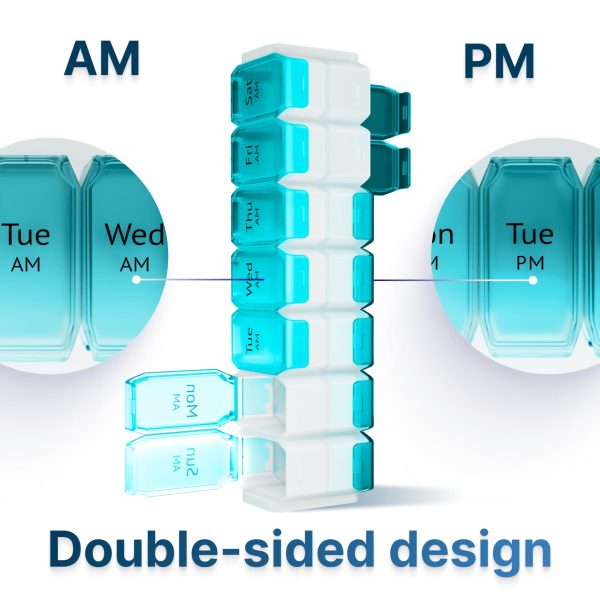Extra Large Weekly Pill Organizer 2 Times a Day   XL Pill Case Am Pm   Big Pill Box 7 Day Oversized Daily Vitamin Organizer Jumbo Pill Container Medicine Holder Twice a Day Supplement Dispenser Blue - Image 2
