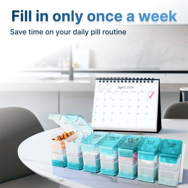 Extra Large Weekly Pill Organizer 2 Times a Day   XL Pill Case Am Pm   Big Pill Box 7 Day Oversized Daily Vitamin Organizer Jumbo Pill Container Medicine Holder Twice a Day Supplement Dispenser Blue - Image 3