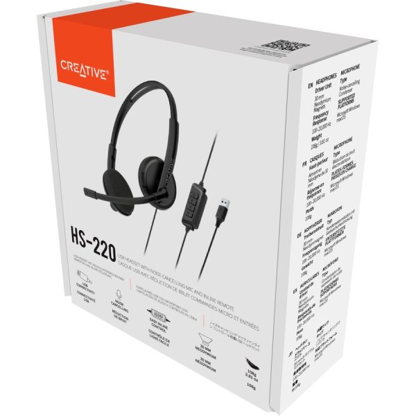 Creative HS-220 USB Headset with Noise-Cancelling Mic and Inline Remote - Image 3