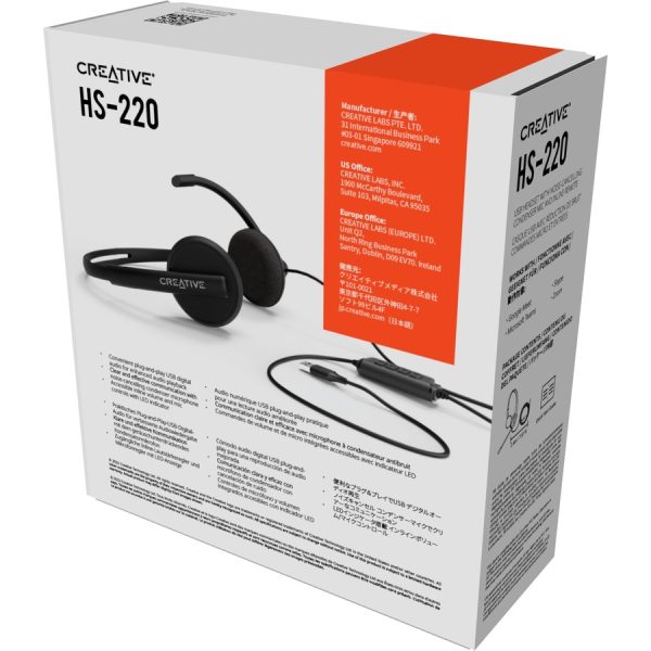Creative HS-220 USB Headset with Noise-Cancelling Mic and Inline Remote - Image 4