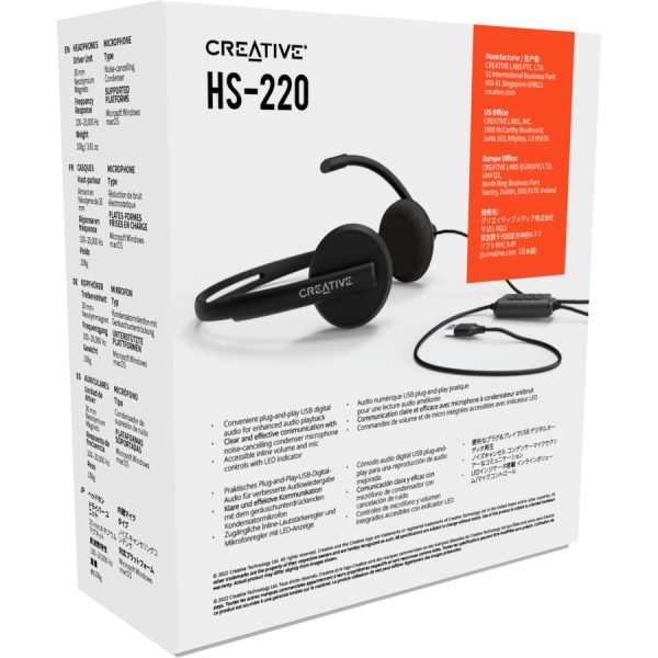 Creative HS-220 USB Headset with Noise-Cancelling Mic and Inline Remote - Image 5