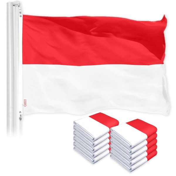 G128 10 Pack: Indonesia Indonesian Flag | 3x5 Ft | Printed 150D Polyester - Indoor/Outdoor, Vibrant Colors, Brass Grommets, Quality Polyester, Much Thicker More Durable Than 100D 75D Polyester