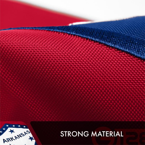 G128 5 Pack: Arkansas AR State Flag | 3x5 Ft | Double ToughWeave Series Double Sided Embroidered 210D Polyester | Embroidered Design, Indoor/Outdoor, Brass Grommets, Heavy Duty, 2-ply - Image 6