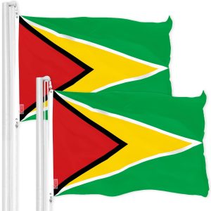 G128 2 Pack: Guyana Guyanese Flag | 3x5 Ft | LiteWeave Pro Series Printed 150D Polyester | Country Flag, Indoor/Outdoor, Vibrant Colors, Brass Grommets, Thicker and More Durable Than 100D 75D Polyester