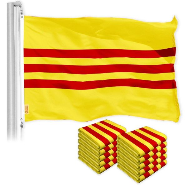 G128 10 Pack: South Vietnam South Vietnamese Flag | 3x5 Ft | LiteWeave Pro Series Printed 150D Polyester | Historical Flag, Vibrant Colors, Brass Grommets, Thicker and More Durable Than 100D 75D Poly