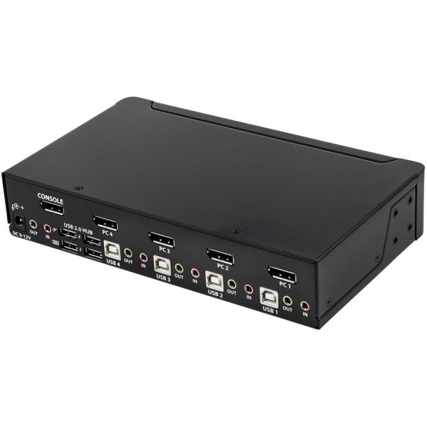 StarTech.com 4 Port DisplayPort KVM Switch - 4K 60Hz - Single Display - UHD DP 1.2 USB KVM Switch with USB 2.0 Hub & Audio - TAA Compliant - Image 5